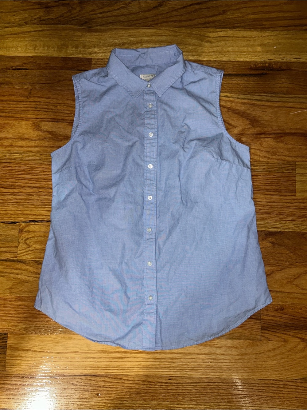 Talbots Light Blue Sleeveless Button-Down Blouse